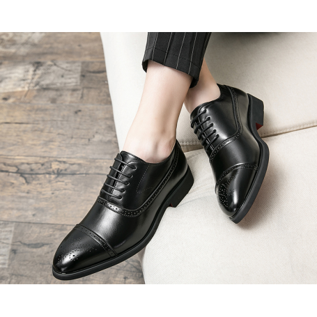 Men Shoes Sole Fashion Business Casual Party Banquet Daily Retro Carved Lace-up Brogue Dress Shoes