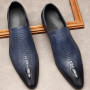 Luxury Crocodile Pattern Men's Business Loafers Fashion Genuine Leather Comfortable Formal Shoes