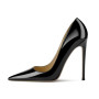 Fashion new trend female black leather side air pointed bottom toe stiletto pump