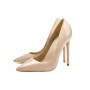 Fashion new trend female black leather side air pointed bottom toe stiletto pump