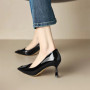 New Pu Leather High-Heeled Shoes Women Pumps Stilettos High Heels Pointed Toe Shoes