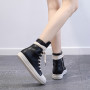 Men's Fashion Leather Shoes Women's Sneakers Street Shoes Canvas High Top Lace Up Leather Boots