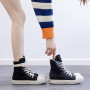 Men's Fashion Leather Shoes Women's Sneakers Street Shoes Canvas High Top Lace Up Leather Boots