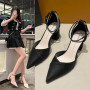 Sexy Pointed Toe Shoes Fashion High Heels Lace Up Women Pumps Buckle Solid Shallow Shoes