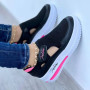 Plus Size Platform Sneakers Women's New Breathable Mesh HOOk&LOOP Wedge Casual Sport Shoes Light Vulcanize Shoes