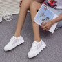 Women Casual Cutouts Lace Canvas Hollow Breathable Platform Flat Sneakers