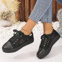 Women Casual Cutouts Lace Canvas Hollow Breathable Platform Flat Sneakers