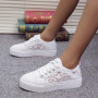 Women Casual Cutouts Lace Canvas Hollow Breathable Platform Flat Sneakers