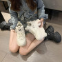 Women Shoes Designer Sneakers Fashion Breathable Cross Lace-up Causal Shoes Round Toe Super Heel