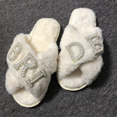 Plush Slippers Bride Honeymoon Shower Shoes Creative Bridesmaid Romantic Gifts Wedding Supplies