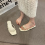 Women Slipper Fashion Narrow Band Slip On Slides Flat Heel Casual Soft Sandal Flip Flop