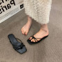 Women Slipper Fashion Narrow Band Slip On Slides Flat Heel Casual Soft Sandal Flip Flop
