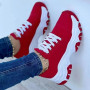 Women Casual Shoes Solid Color Sneakers Platform Shoes Ladies Canvas Shoes Lace Up Suede Shoes