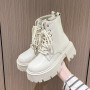 Women Short Boots Fashion Elegant Lace Up Ankle Boot Outdoor Thick Bottom Boots