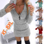 Fashion Clothes Women Casual Long Sleeve Package Pullover Mini Slim Fit Knitted Dress