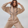 Female Hoodies Jumpsuits One Piece Outfit Long Sleeve Zipper Overalls