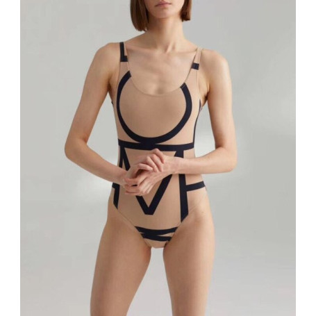 Print Positano sporty swimsuit monogram deep back high-cut leg one piece