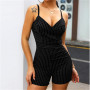 New Style Fashion Sexy Women Jumpsuit Romper Stripe Casual Skinny Sleeveless Short Playsuit