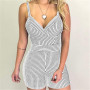 New Style Fashion Sexy Women Jumpsuit Romper Stripe Casual Skinny Sleeveless Short Playsuit