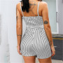 New Style Fashion Sexy Women Jumpsuit Romper Stripe Casual Skinny Sleeveless Short Playsuit