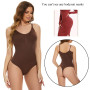 Women V Neck Body Shaper Bodysuit Thong Belly Control Plus Size Seamless Shapewear Bodysuit Thong