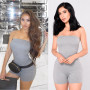 Women Solid Sleeveless Off Shoulder Strapless Simple Skinny Jumpsuit