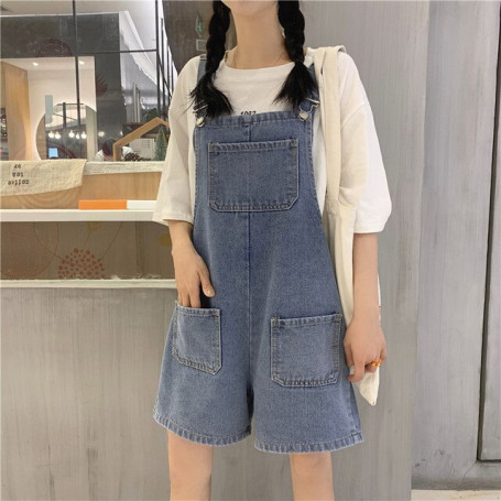 Rompers Women Simple Classic Denim Student Korean Style Loose New Causal All-match Clothing
