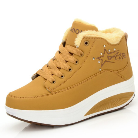 Women's Cotton Boots High Top Elevated Inner Ski Boots Lady Leg Slimming Toning Shoes Hips Shaping Stretching Thick Shoes