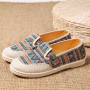 Women's Ethnic Style Linen Fisherman Shoes Slip-on Lazy Shoes Comfortable Breathable Flat Shoes
