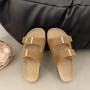 Retro Flat Shoes Women's Slippers Fashion Buckle Casual Slide Comfortable Sandals