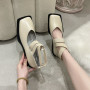 Single Shoes Women's French Retro New British Style Small Leather Shoes Soft Square Toe