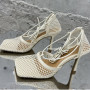 Simple Temperament Fashionable Large Size New Women Shoes Breathable Mesh Lace Stiletto Square Toe Hollow High Heels