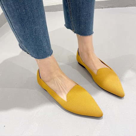 Princess Shoes New Pointed Women's Flat Shoes Knitted Shallow Beanie Shoes Breathable Ballet Shoes