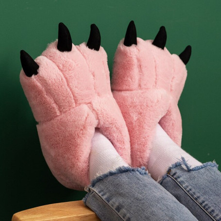 Women's Slipper Shoe New Designer Animal Slippers Bear Paw Thick Fur Shoes