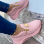 Women Sport Shoes Thick Bottom Solid Color Ladies Vulcanized Sneakers Casual Wedge Walking Shoes Slip On Zipper