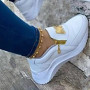 Women Sport Shoes Thick Bottom Solid Color Ladies Vulcanized Sneakers Casual Wedge Walking Shoes Slip On Zipper