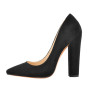 Women Pumps Pointed Toe Block Classic 12CM Slip On Thick Heel Chunky Lady Shoes
