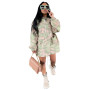 Fall women's ins dress European and American camouflage pocket hooded drawstring dress