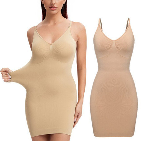 Women Slimming Shapewear Underwear Tummy Control Sexy Deep V-Neck Push Up Dress Body Shaper Waist Trainer Corset Lingerie