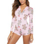 Casual Jumpsuits Pajamas Long Sleeve Sexy V Neck Cartoon Print Elastic Slim Rompers Women Home wear