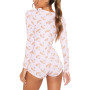 Casual Jumpsuits Pajamas Long Sleeve Sexy V Neck Cartoon Print Elastic Slim Rompers Women Home wear