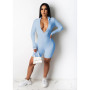 Jumpsuit Women long sleeve solid color zipper up skinny sport knee length bodysuit one piece overall romper