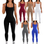 Women's Solid Sleeveless Tank Top Bodysuit Thread Square Sexy Jumpsuit