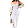 Women's Solid Sleeveless Tank Top Bodysuit Thread Square Sexy Jumpsuit