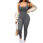 Women's Solid Sleeveless Tank Top Bodysuit Thread Square Sexy Jumpsuit