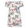 Sexy off Shoulder short Sleeve jumpsuit women romper Print floral shorts ruffles bodysuit overalls