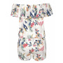 Sexy off Shoulder short Sleeve jumpsuit women romper Print floral shorts ruffles bodysuit overalls