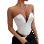 Bodysuit Women Sexy Night Club Outfits Corset Satin Tops Rave Outfit