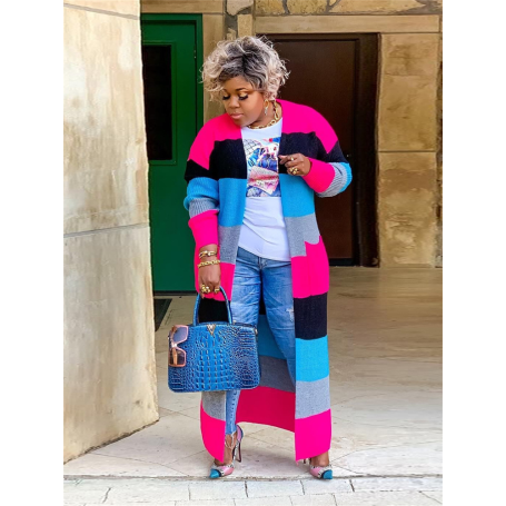 Plus Size Outwear Women Cardigans Fall Clothes Sweaters Coat Fashion Long Top with Pockets