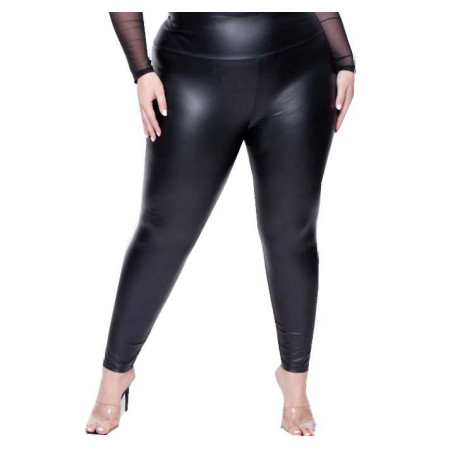 Faux Leather Leggings Plus Size Super Stretchy Spandex Clothing PU Leather Pant Tummy Control Oversized Pants